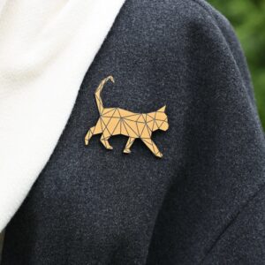 Kultainen heijastava rintakoru "Kävelevä kissa"