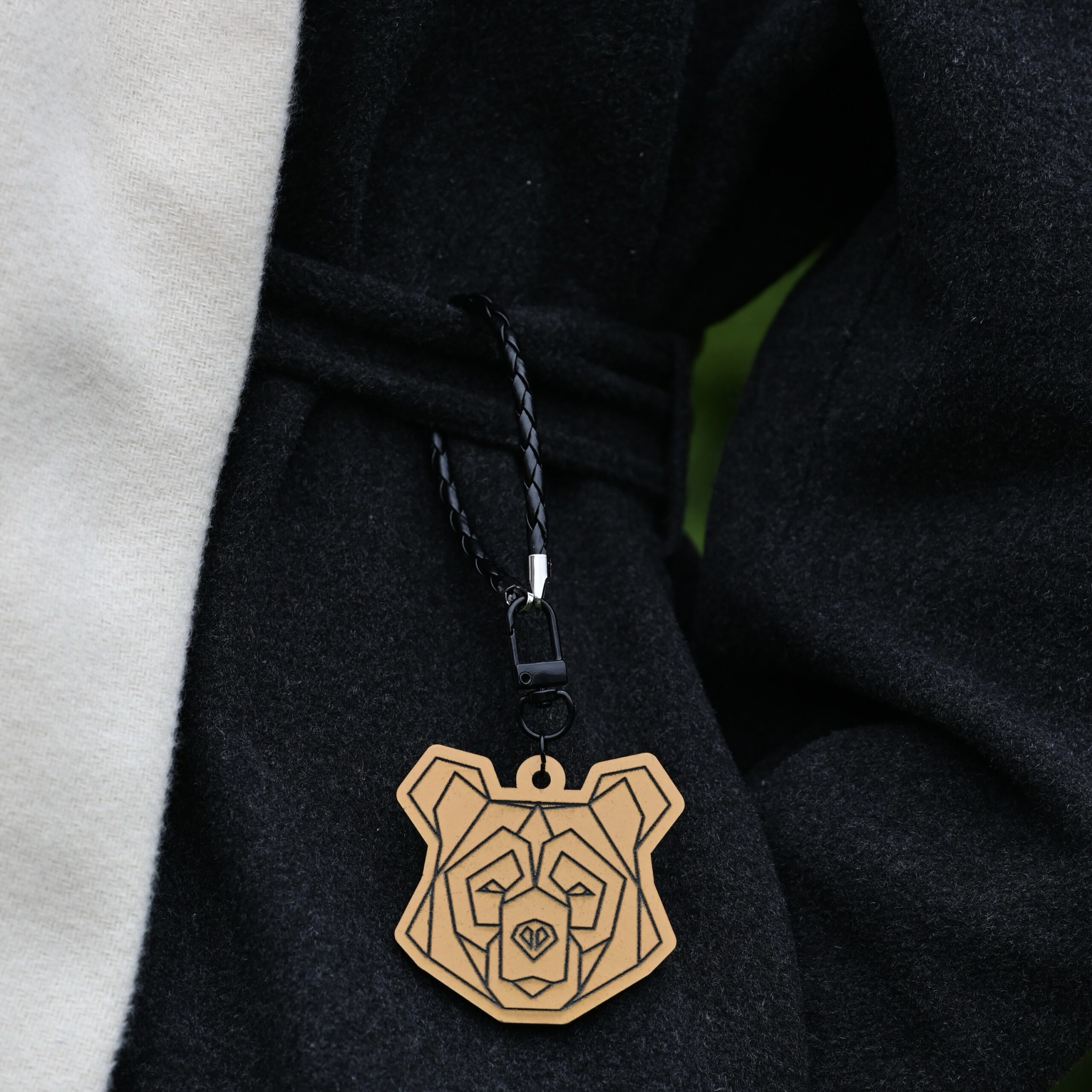 Golden Reflective Bear Head Pendant