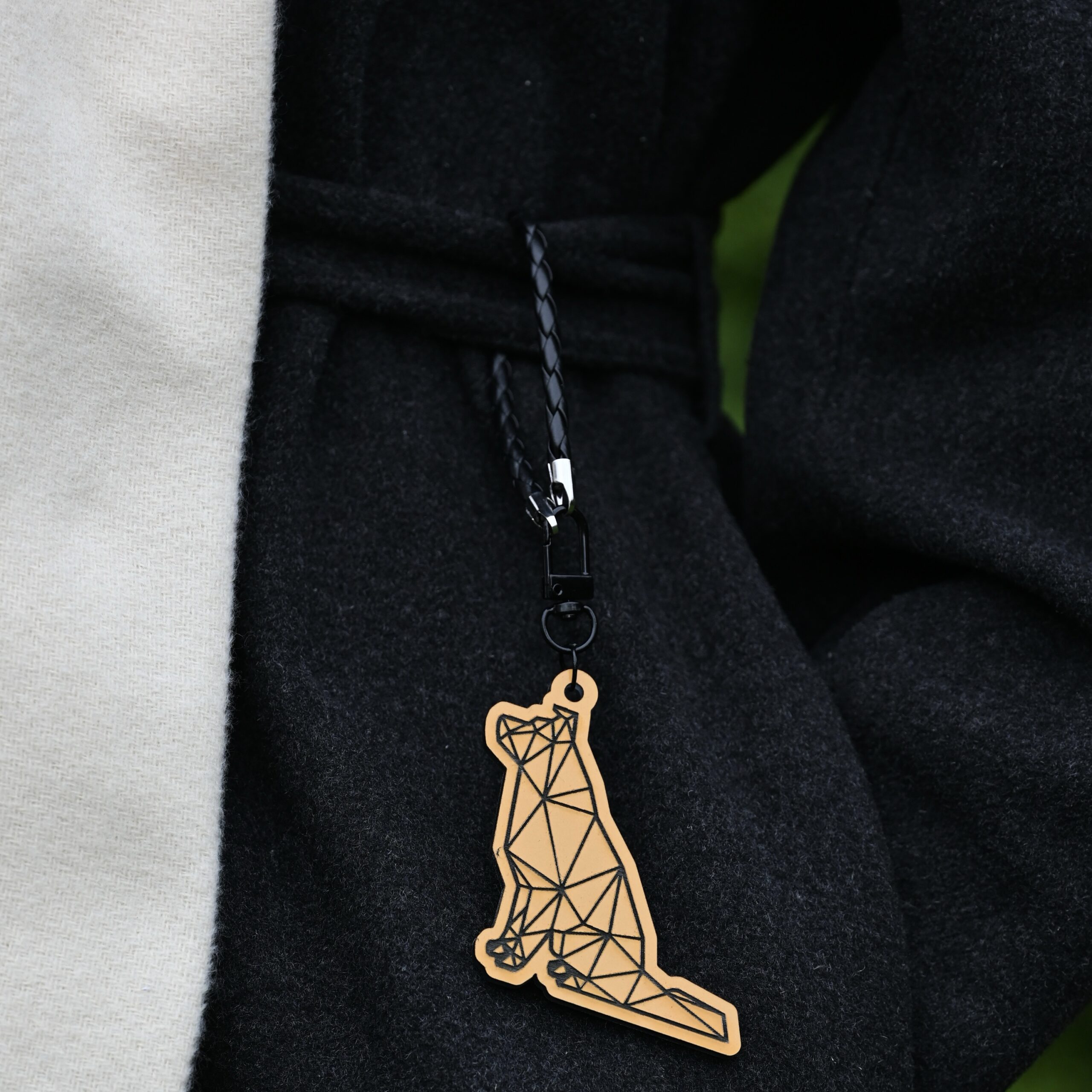 Golden Reflective 'Sitting Dog' Pendant